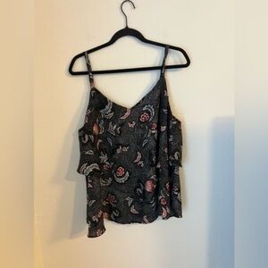 Torrid Black Camisole with Ruffled Asymmetrical Design